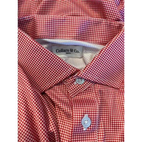 Collars & Co Original Dress Collar Polo Red Houndstooth Small - Picture 4 of 5